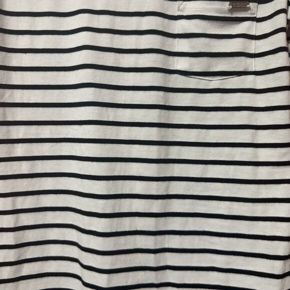 Guess Womens TShirt M Medium Black White Striped Short Sleeve Round Neck - Picture 3 of 9